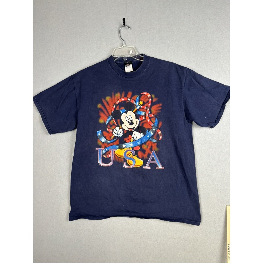 Vintage Velva Sheen Shirt XL Navy Blue Mickey Mouse Unlimited USA 3250